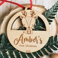 Personalized Baby's First Christmas Wooden Ornament ,Custom New Baby Gift,Baby Name Ornament, First Christmas Tree Decor,