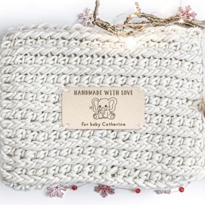 Personalisierte Kunstleder Anhänger für Decken, gestrickte und gehäkelte Anhänger, Lederanhänger für Strickmützen, geschraubte Anhänger,