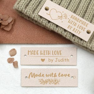 18 aangepaste leren labelkleuren, handgemaakte labels, labels van imitatieleer, gehaakte labels met klinknagels, geschroefde labels voor breiwerk