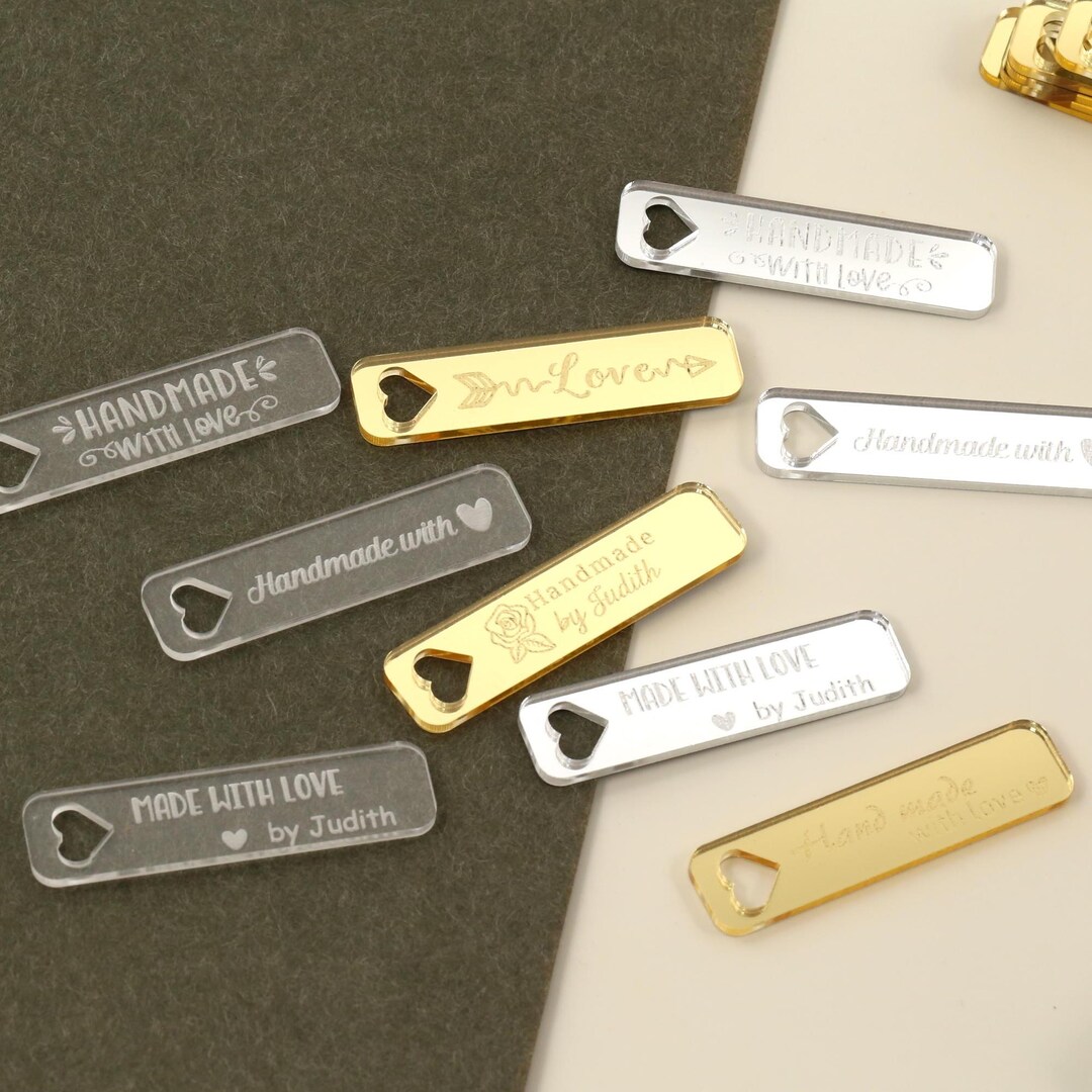 Personalised Acrylic Tags for Crafters, Laser Engraved Labels , Mirror ...