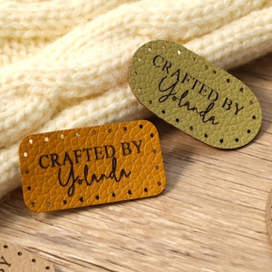 Custom Personalized Mini Sewing Leather Tag, Crochet Labels for Knitted Hats,Gifts for Knitter,Sewing tags,Knits and Crochet Labels,