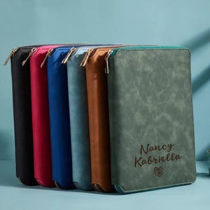 Custom A5 Zipper Binder, PU Binder, Planner Cover, Engraved Diary Notebook, Document Organiser, School Supplies, Organizer, 6 Ring binder
