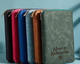 Custom A5 Zipper Binder, PU Binder, Planner Cover, Engraved Diary Notebook, Document Organiser, School Supplies, Organizer, 6 Ring binder