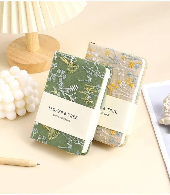 Custom Fabric Surface A6 Notebook, Thread-bound Embroidery Journal, Personalised Vintage Notebook,Mini Book