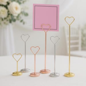 Heart shape place card Holders, Custom Engraved Stainless Steel Holders, table number Stand ,wedding party decor, Sitting card Holders