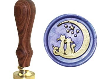 Moon Cat Wax Seal Stamp Kit, Star Cat Wedding Seal, party sealing wax, envelop Wax Seals, Wax Stamp Cutsom, Invitation Wax Seal Stamp Kit