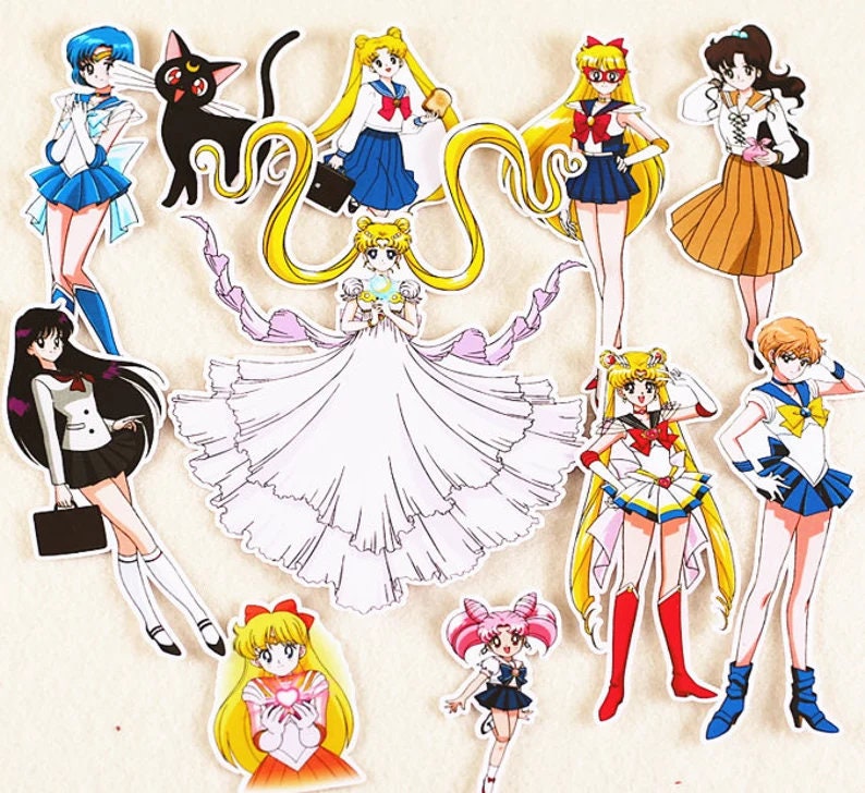 Japanese Girl Sticker Cartoon Girls Sticker Set 10pcs Etsy