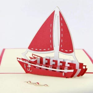 Tarjeta de felicitación 3D emergente, Velero para niños, Tarjetas para niños hechas a mano, Envío gratis
