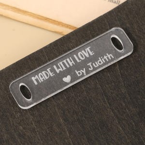 Custom Clear Acrylic Tags for Handmade Items, Custom Labels for Knitting, Handmade Engraved Tags,  Logo Brand Tags Sewing Crochet Hats