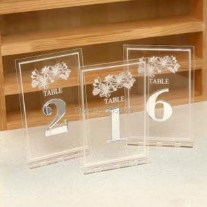 Numéros rectangulaires en acrylique doré pour mariage, Numéros de table de mariage, Décoration de table, Numéro de table miroir, Plaque de table personnalisée