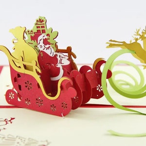 Hirsch und Weihnachtsbaum 3D Karte, Pop Up Karte, handgemachte Weihnachtskarte,