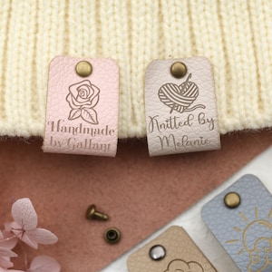 Etiquettes en cuir personnalisées pour articles en tricot,Étiquettes pour tricots et crochet,Étiquette en cuir pour chapeaux tricotés,Étiquettes à visser,Étiquettes pour vêtements,Étiquette en similicuir