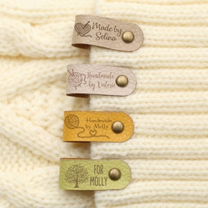 Etichette in similpelle personalizzate per indumenti lavorati a maglia, etichette per maglieria e uncinetto, etichette in pelle per cappelli lavorati a maglia, etichette con avvitamento, etichette per abbigliamento