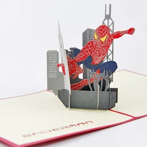 Cartão postal de aranha, cartão de desenho animado 3D, cartões de felicitações artesanais, presente para homens e crianças, frete grátis