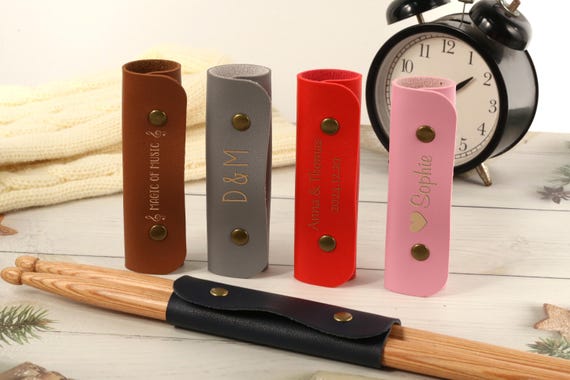 Personalised Drumstick Pouch, Custom Leather Drumstick Cases, Unique Gifts for Drummers, Laser Engraved Gifts for Musicians, Boyfriend Gifts