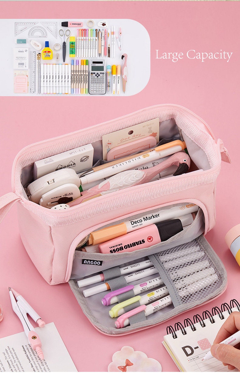 Rabbit Double Compartment Pen Bag Office School YUNDA Waterproof & Durable Stationery Storage with Zippers for Children 2019 New Kawaii Large Capacity Pencil Pouch DIFFLIFE Cute Pencil Case 