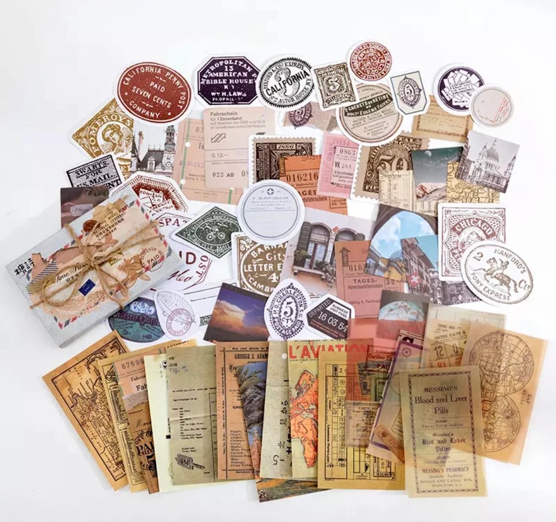 Travel Scrapbook Supplies, Vintage Style Scrapbooking Accessories, Handmade  Paper Journal Maps Pockets 