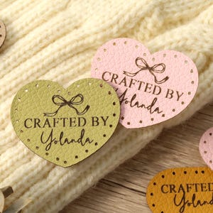Custom Mini Faux Leather Tags, Crochet Labels for Knitted Hats,Gifts for Knitter,Sewing tags,Knits and Crochet Labels,