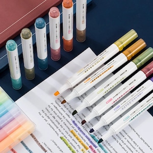 Fluoreszierende Stifte, 6Stk, Marker Pen, Highlighter Pens, Kawaii Stationary, Cute Pens, Sign Pens, Fluoreszierende Farben, Planner Pen, ästhetische Stifte