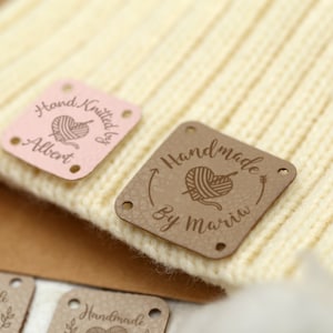 Benutzerdefinierte Mini-Lederetiketten, Lederetiketten für gestrickte Kleidungsstücke, strickt und häkeln Etiketten, Lederetiketten für Strickmützen, Schraubetiketten