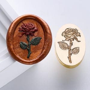 Sello de cera ovalado con forma de rosa, sello de boda con forma de planta, sello de cera para fiestas, sello de cera para sobres, sello de cera personalizado, kit de sello de cera para invitaciones.