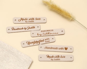 Handmade with Love Leather Tags,Custom Knits and Crochet labels , leather labels for knitted hats, tag for DIY leather maker ,Best Gift