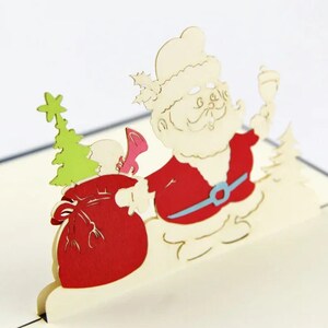 Carte de voeux faite main, carte de Noël avec cloche du Père Noël, carte pop-up 3D,