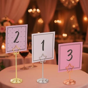 3 colors Brass Menu holders, Custom Engraved Stainless Steel Holders,Table number Stand ,Wedding decor,Card Holder,Sitting Card Holders