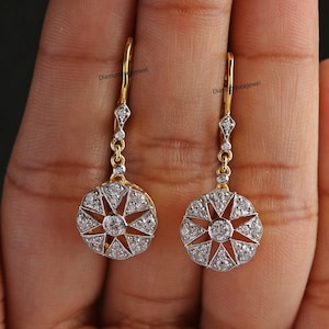 フローラルレバーバックイヤリング、ラウンドダイヤモンドアンティークエドワードイヤリング（ツートン925シルバー）、アンティークドロップダングルイヤリング