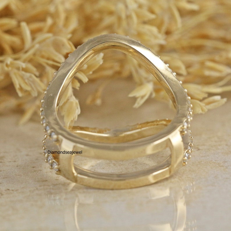 Enhancer Ring, Aggie  Ring, 14K Solid Yellow Gold Ring, Enhancer Wrap Guard Ring, Round Colorless Moissanite Engagement Ring, Wedding Ring