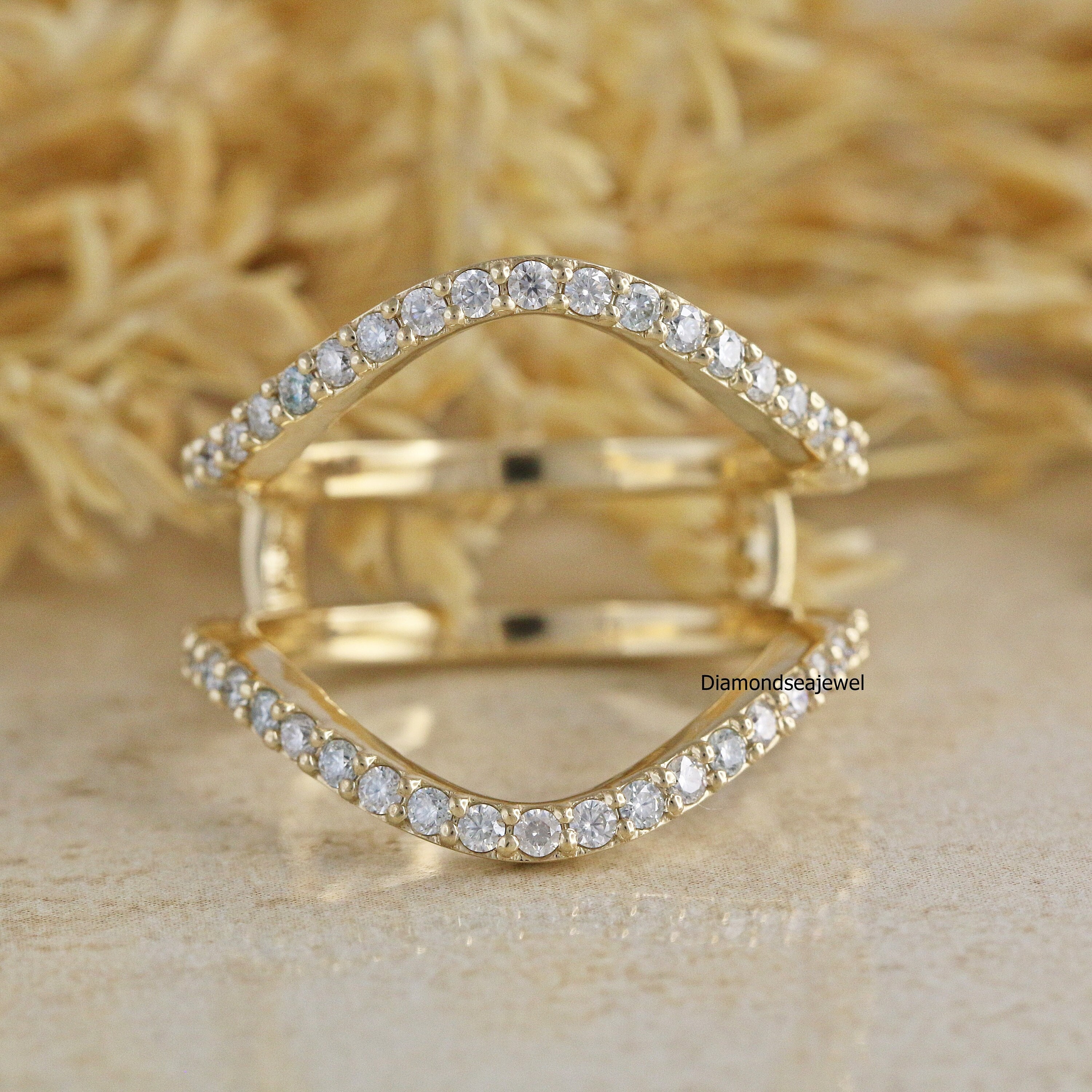 14kt Yellow Gold Womens Round Diamond Ring Guard Wrap Enhancer Wedding –  Castles Jewelry & Gifts