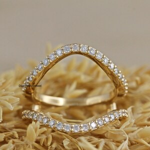 Enhancer Ring, Aggie  Ring, 14K Solid Yellow Gold Ring, Enhancer Wrap Guard Ring, Round Colorless Moissanite Engagement Ring, Wedding Ring
