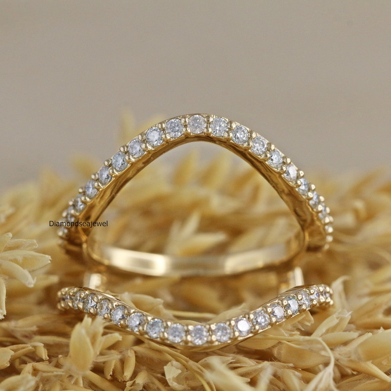 Enhancer Ring, Aggie  Ring, 14K Solid Yellow Gold Ring, Enhancer Wrap Guard Ring, Round Colorless Moissanite Engagement Ring, Wedding Ring