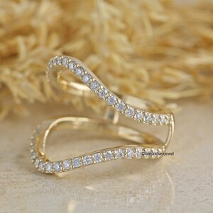 Enhancer Ring, Aggie  Ring, 14K Solid Yellow Gold Ring, Enhancer Wrap Guard Ring, Round Colorless Moissanite Engagement Ring, Wedding Ring