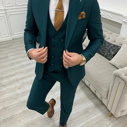 GREEN WEDDING Three Piece Suits for Men Wedding Groom Suit - Etsy