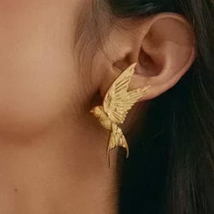 24k Swallow Gold Plated Earrings – Dainty Minimalist Jewelry for Women – ALATAKI gift for her