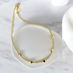 Gold Beaded Heart Necklace - Dainty Gold Necklace for Women - Minimalist Heart Pendant - Layering Necklace - Gift for Her - Women Necklace
