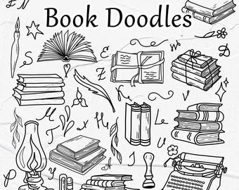 Books SVG Clipart. Vector Books Clip art, Vintage library, Hand-drawn Book Illustration, Reading club, Writer. SVG PNG