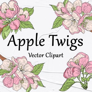 Árvores de maçã Clipart SVG. Clipart vetorial de contorno de primavera. Clipart floral svg. Contornos SVG de Sakura. Silhueta, Cricut