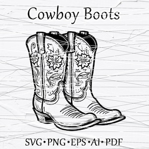 Cowboystiefel SVG, Westernstiefel Umrisse. Rodeo Stiefel. Ranch, Cowgirl Stiefel. SVG-Dateien für Cricut und Silhouette. Papierschnitt Vorlage PNG (3)