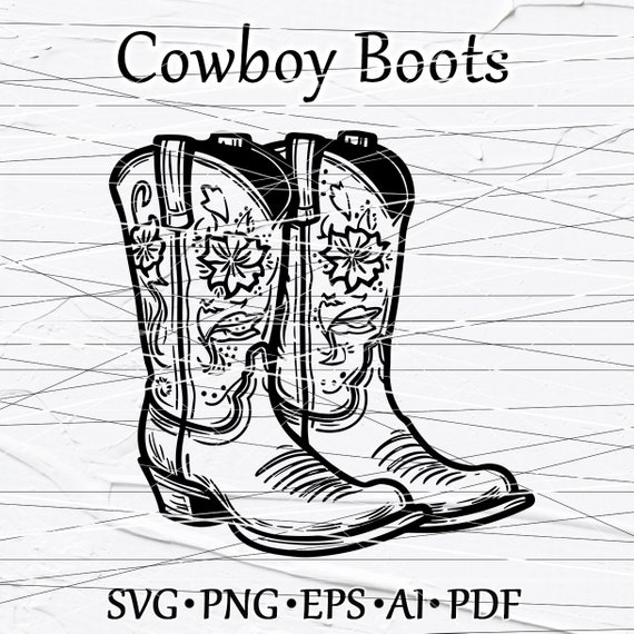 Cowboy boots SVG, Western Boots outlines. Rodeo boots. Ranch, Cowgirl boots. Svg files for cricut and silhouette. Paper cut template PNG (3)