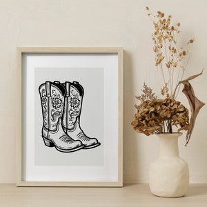Cowboy boots SVG, Western Boots outlines. Rodeo boots. Ranch, Cowgirl boots. Svg files for cricut and silhouette. Paper cut template PNG (3) image 2