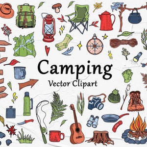 Camping svg Clipart. Woodland camping Clipart. Vector wild camping, Forest, Travel. Family Adventure. Hiking Clipart. Camper. SVG