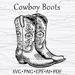 Cowboylaarzen SVG, westerse laarzen contouren. Rodeo-laarzen. Ranch, Cowgirl-laarzen. Svg-bestanden voor cricut silhouet. Papier gesneden sjabloon PNG (14)