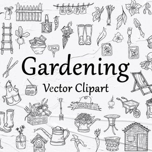 Gartenarbeit SVG Clipart, Vektor Gartenarbeit Clipart, Gartenwerkzeuge, Garten Clipart, Gartenarbeit Clipart, Gartenarbeit Umrisse, Stiefel SVG, PNG