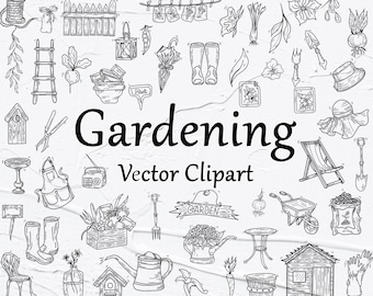 Gardening SVG Clipart, Vector Gardening Clipart, Garden tools, Garden Clipart, Gardening clipart, Gardening outlines, Boots SVG, PNG