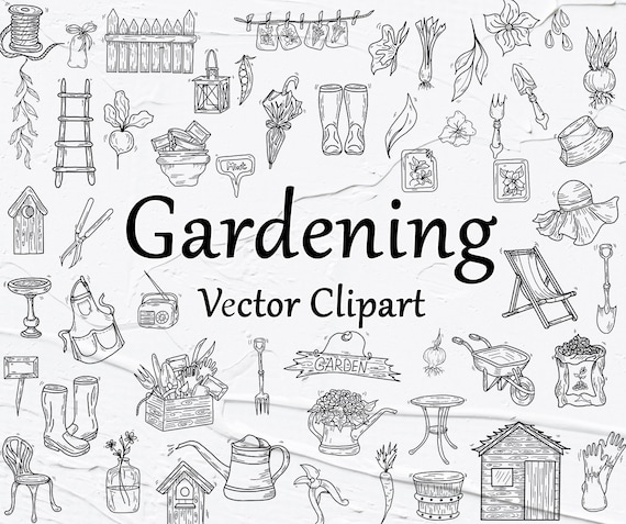Gardening SVG Clipart, Vector Gardening Clipart, Garden tools, Garden Clipart, Gardening clipart, Gardening outlines, Boots SVG, PNG