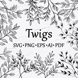 Zweige Clipart SVG. Frühling Umriss Vektor Clipart. Blumen svg Clipart. SVG Willow Zweige Line Art. Schwarz und Weiß, Silhouette, Cricut.