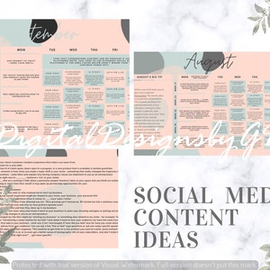 Social Media Content Calendar l 365 Day Social Media Marketing Planner l Social Media For Small Business l 12 Month Social Media Planner