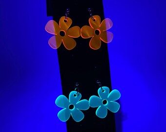 Flower Power Earrings (edc, electric daisy carnival, rave jewelry, music festival, edm gifts)